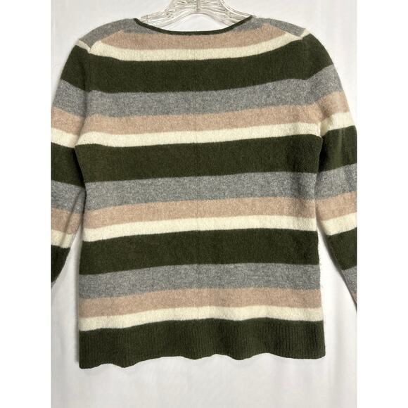 41 Hawthorn Rella Cashmere crewneck striped green, gray, tan  size small - Picture 8 of 11